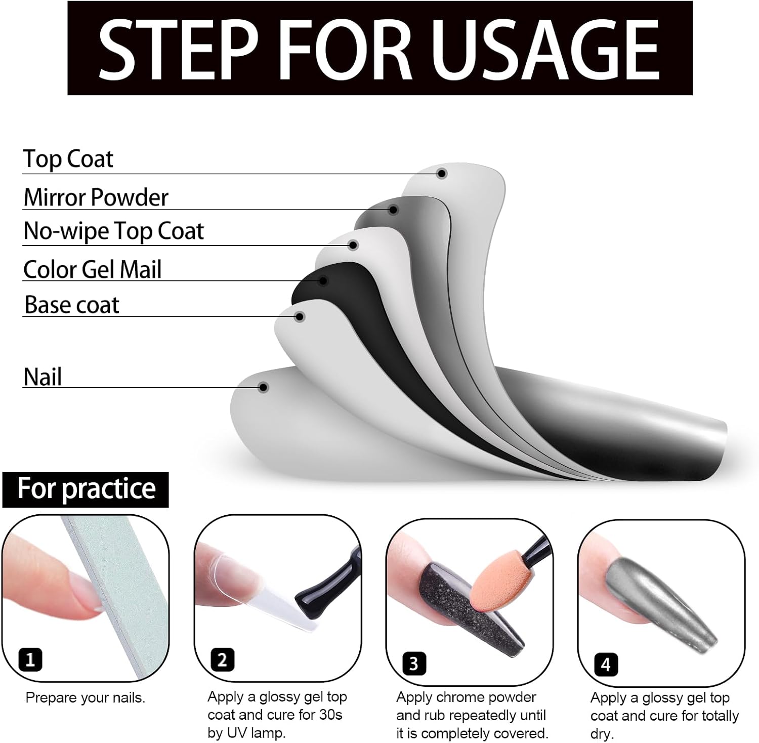 Artdone Chrome Nail Powder, Silver Iridescent Aurora Powder Metallic Mirror Effect Pigment Pearlescent Mermaid Pigment Pearl Glitter Dust Kit, Nail Art Decoration, Resin Craft-Velvo Beauty