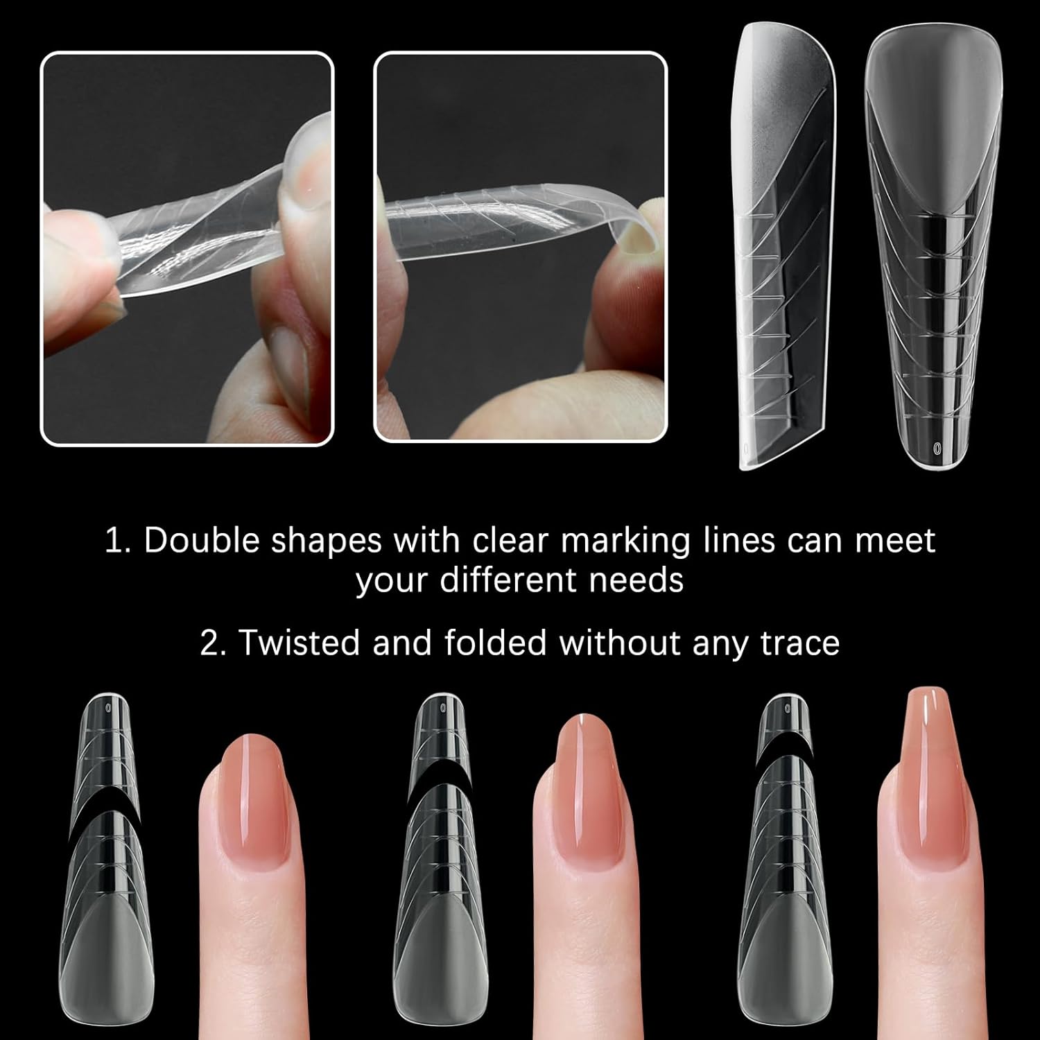 120 Pcs Dual Nail Forms 12 Sizes Half Matte Extension Poly Nail Gel Full Cover Nail Molds With Scale Builder Coffin Nail for Gel Manicure Nail Art Design Salon DIY at Home-Velvo Beauty
