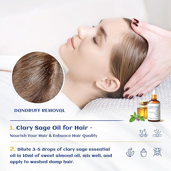 HIQILI 1 Fl Oz Clary Sage Oil Essential Oil, 100% Pure Undiluted for Diffuser, Aromatherapy - 30ml-Velvo Beauty