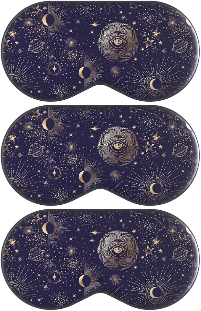 SMUG Satin Sleep Mask & Eye Mask - Deep Dream Sleep Masks for Women & Men - Soft Sleeping Eye Mask to Nourish Skin, & Reduce Dark Circles - Eye Sleep Mask to Block Out Light - Blue Celestial 3-Pack-Velvo Beauty