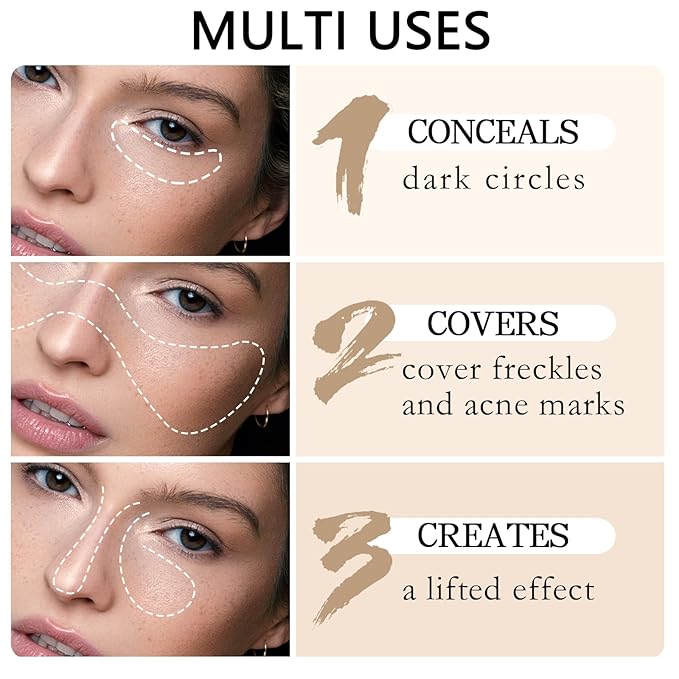 2pcs Concealer Pencil with Sponge,Full Coverage,Waterproof Under Eye Concealer Stick for Dark Circles,Blemishes,Aging Spots,Acne,Freckles-Velvo Beauty