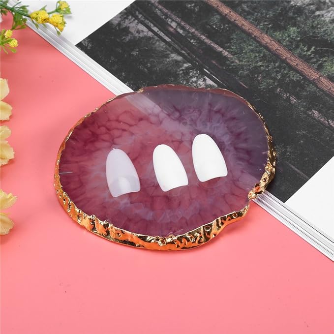 Nail Art Palette, Natural Resin Stone Nail Art Palette for Painting Placing Things Making Nail(Rose red)-Velvo Beauty
