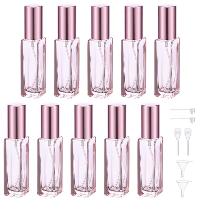 Segbeauty 10ML Refillable Perfume Bottle, 10 Packs Fine Mist Atomizer Sprayer, Empty Glass Spray Bottle Mini Portable Travel Atomizer for Toiletries, Fragrance Scent Pump Dispenser-Velvo Beauty