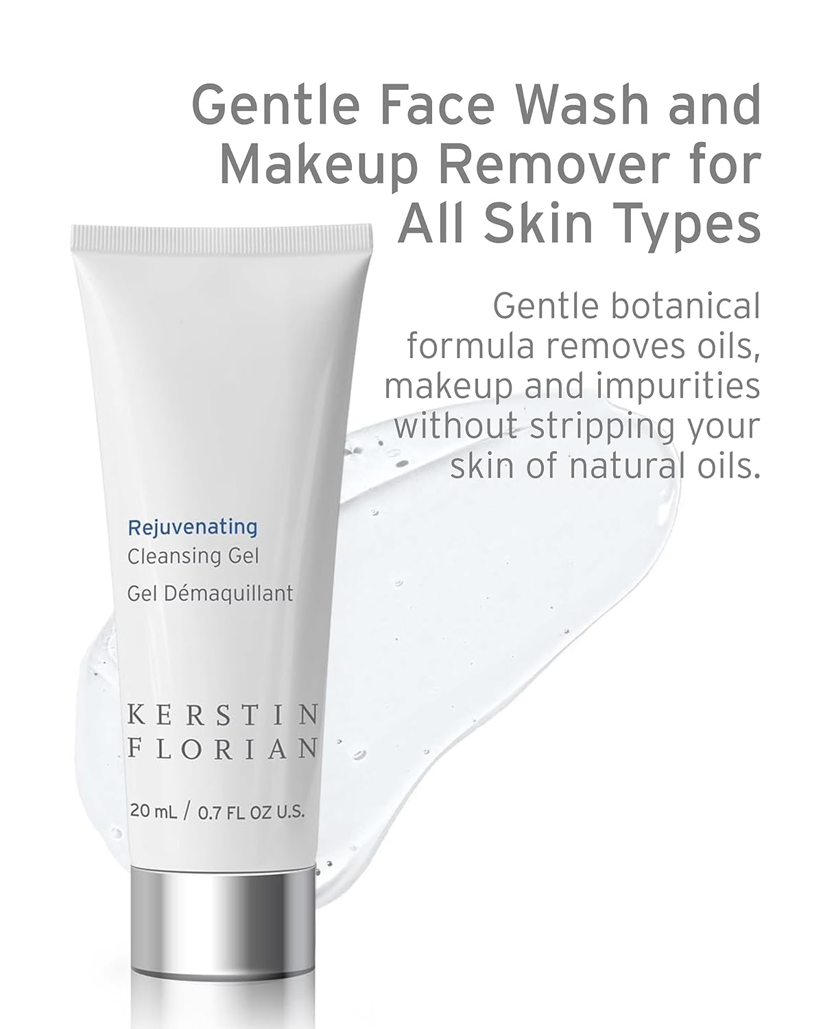 Kerstin Florian Rejuvenating Cleansing Gel | Travel Size | Gentle Face Wash Cleanser and Makeup Remover for Women | Gentle Formula Removes Dirt & Oils to Clarify and Brighten Skin, .7 fl oz-Velvo Beauty