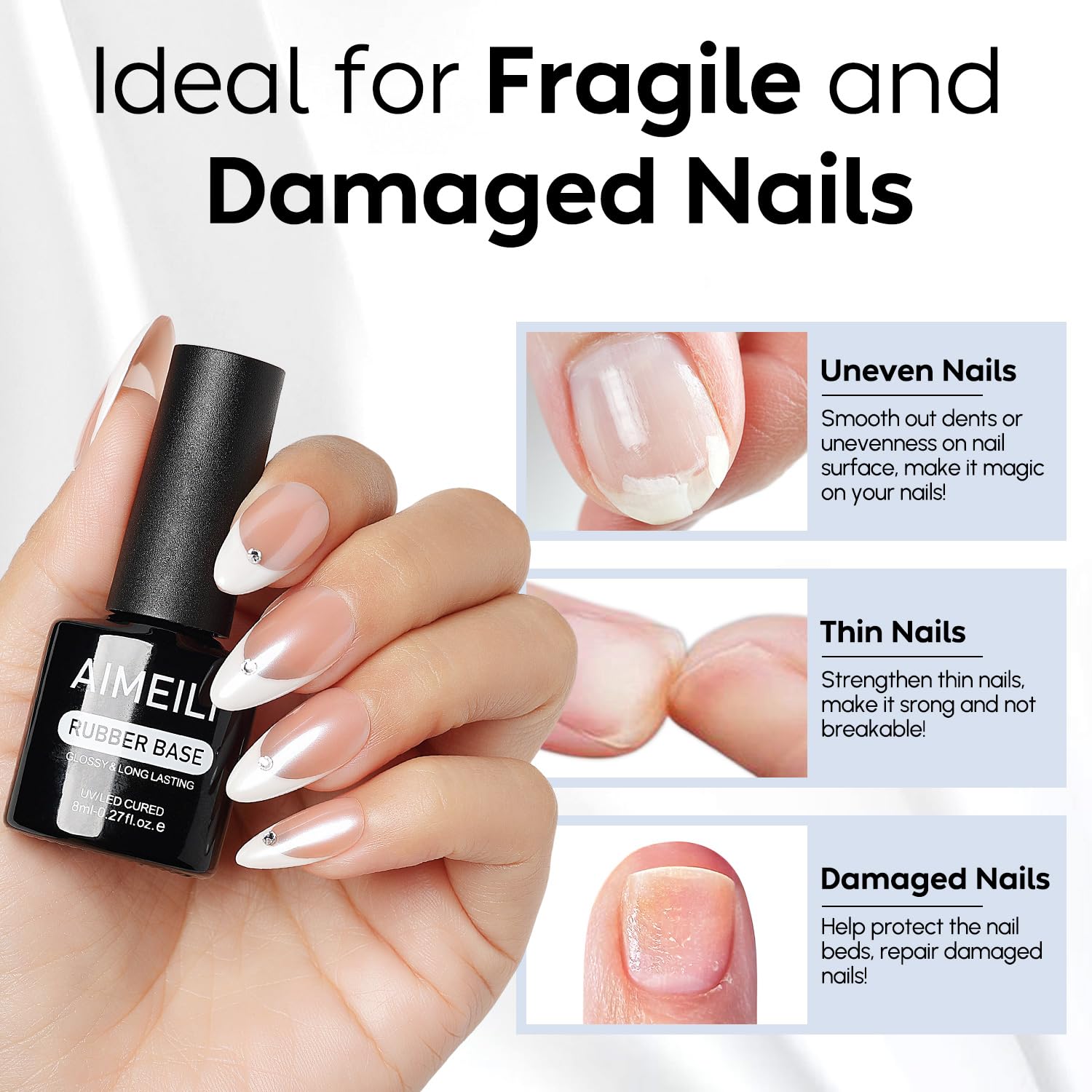 AIMEILI Gel Nail Polish Nail Glue Blooming Builder Rubber Base 4pcs, Cruelty Free, Vegan, U V LED Nail Art-Velvo Beauty