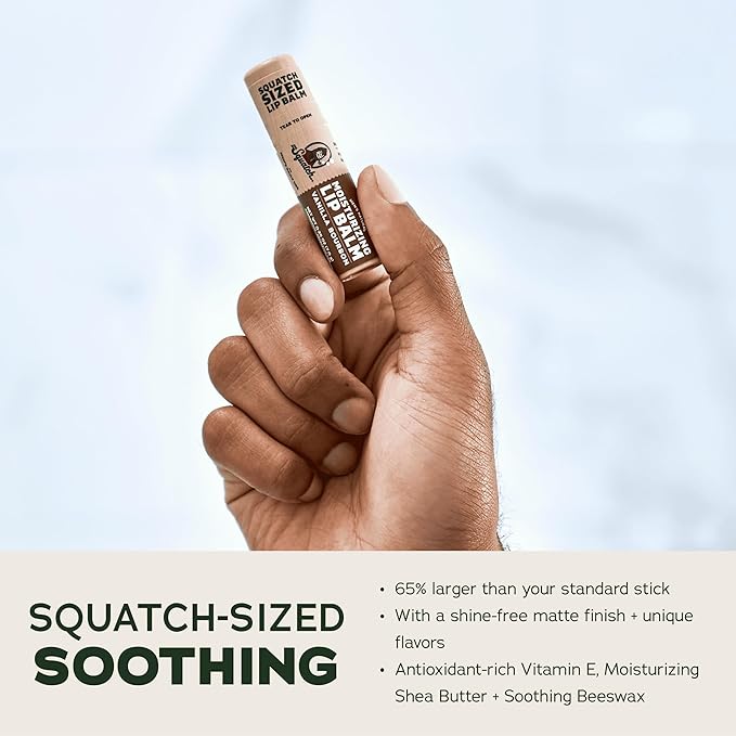 Dr. Squatch NEW Natural Lip Balm - Petrolatum, Paraben, Artificial Flavor-free - Shea Butter, Beeswax, Vitamin E - Original Squatch, Vanilla Bourbon, Coconut Cove, Wild Watermelon (0.25 oz, 4 Pack)-Velvo Beauty