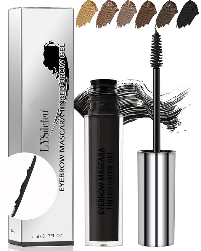 Waterproof Tinted Eyebrow Gel-Long Lasting Smudge-Proof Eyebrow Mascara Tinted Brow Glue,Eye Brow Filler,Volumizing Enhance Brow Mascara With Brow Razor,Women's Day Eye Makeup Gift for Women-06 Ebony-Velvo Beauty