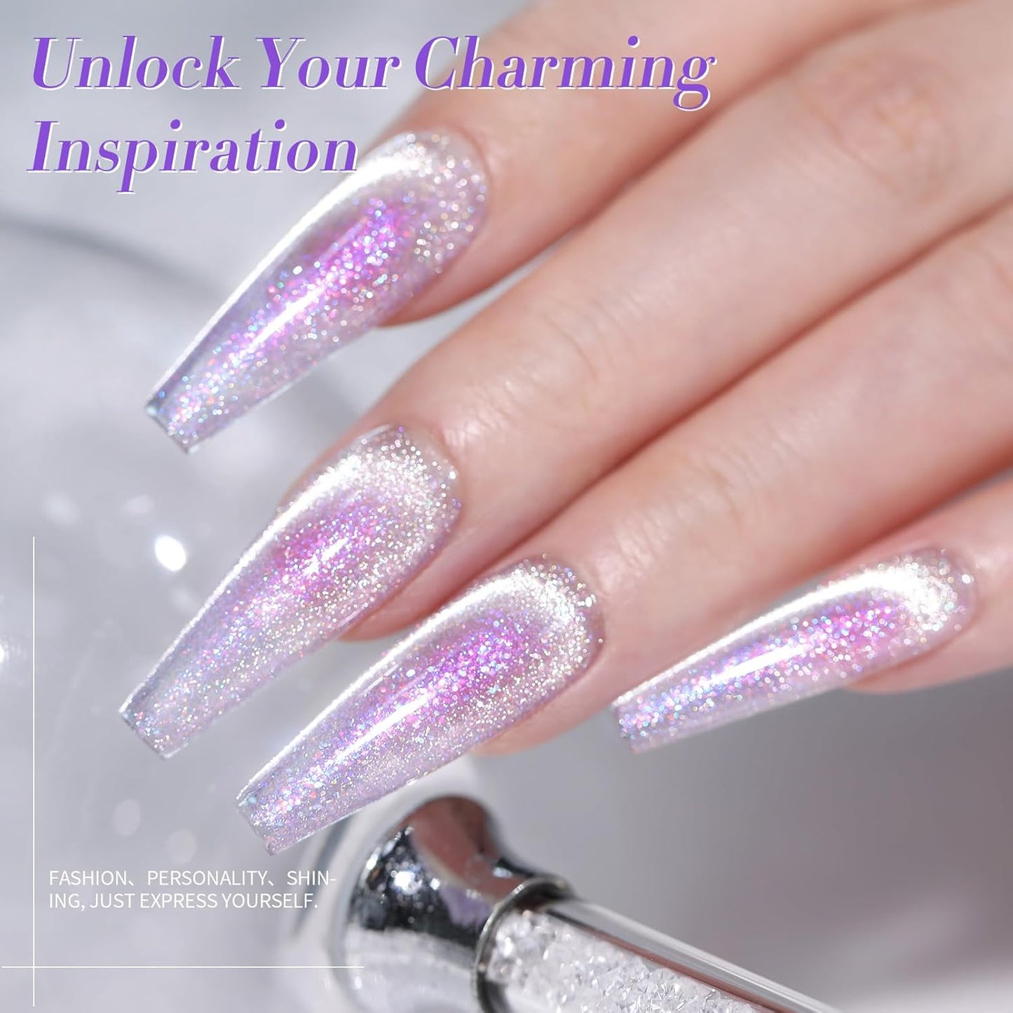 Born Pretty Auroras Cat Magnetic Eye Gel Nail Polish Mermaid Glitter Shimmer Magnetic Gel Polish 15ML-Velvo Beauty