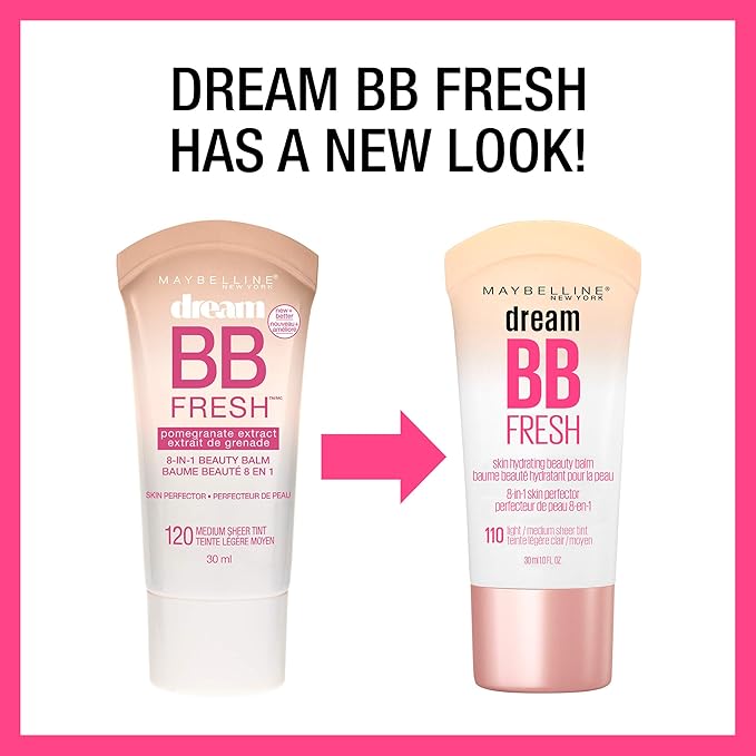 Maybelline Dream Fresh Skin Hydrating BB cream, 8-in-1 Skin Perfecting Beauty Balm with Broad Spectrum SPF 30, Sheer Tint Coverage, Oil-Free, Medium/Deep, 1 Fl Oz-Velvo Beauty
