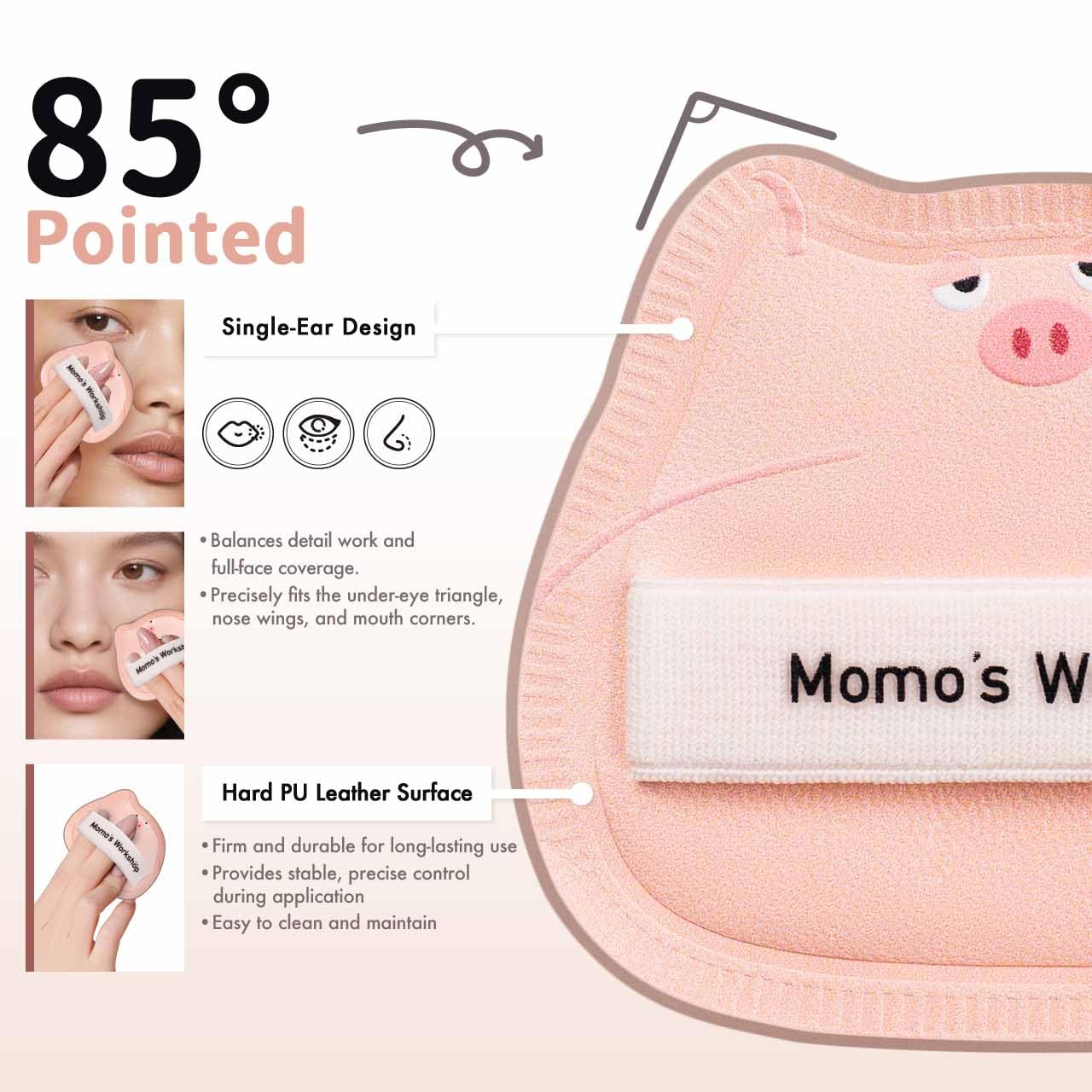Sleepy Pig Puffs, Makeup Sponges Set, Dry&Wet Dual-Use Foundation Sponge - Hydrophilic Polyurethane, Expands 1.3x When Wet for Cream Foundation/Liquid Blush/Highlighter,2pcs Puffs & Storage Case-Velvo Beauty