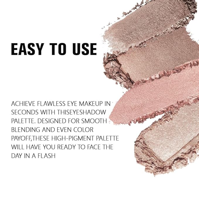 4 Colors Deep Rose Soft Pink Beige Brown Eye Shadow Palette Makeup, Neutral Matte Shimmer Eyeshadow Palette for Women Highly Pigmented Waterproof, paleta de sombras de ojos, Vegan 09-Velvo Beauty