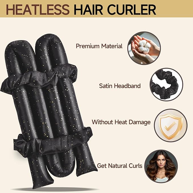 Satin Heatless Curling Set - Hair Rollers for Curls Heatless Hair Curlers & Hot Rollers Hair Curlers to Sleep in Curling Rod Headband Curler (Dreamy Starry Sky)-Velvo Beauty