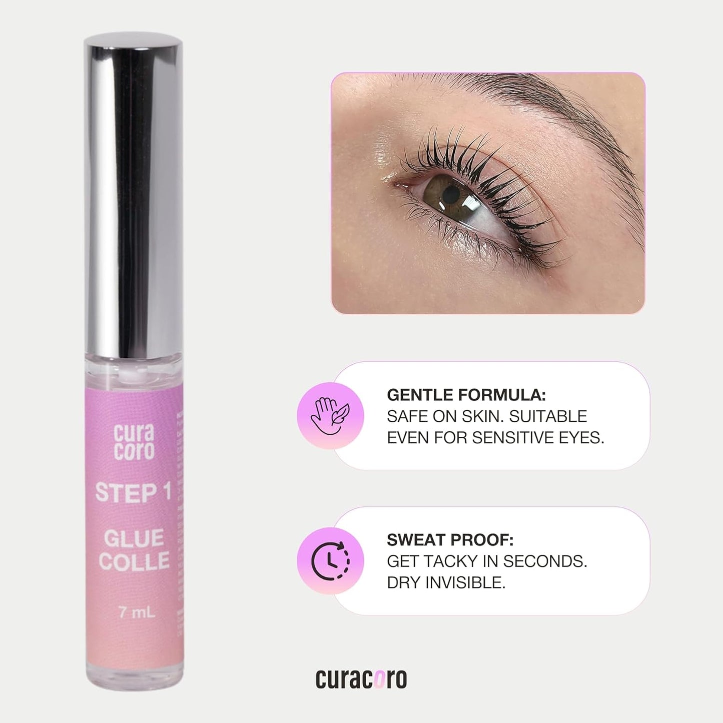 Curacoro Lash Lift Fixation Lotion - Professional Eyelash Perm Kit, Semi-Permanent Lash Curling, Nourishing Collagen, Hygiene Safe & Easy to Clean, Professional Use (Step 3)-Velvo Beauty