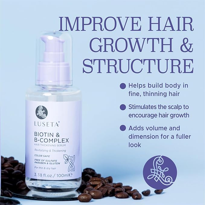 Luseta Biotin B-Complex Hair Oil Thickening & Strengthening for Thin and Dry Hair Promote Hair Growth 3.38oz-Velvo Beauty