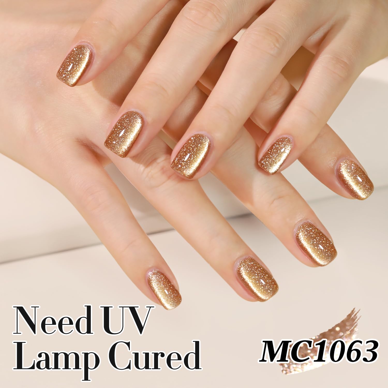 Double Rhythm 15ML Glitter Glass Cat Eye Gel Polish with Magnet Holographic Glitter Shimmer Translucent Sheer Color Salon Soak Off Magnetic Gel Polish at Home (Coffee Brown-MC1063)-Velvo Beauty