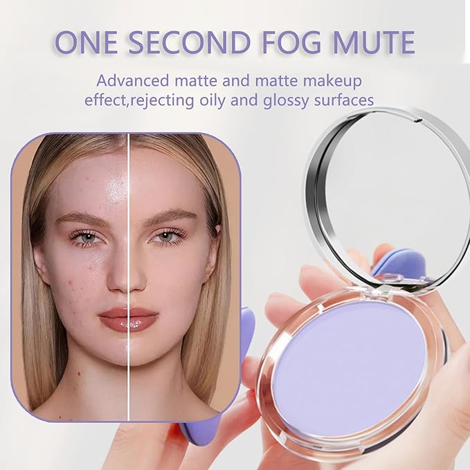 Chillab Lavender Matte Powder,Matte Oil Control Face Pressed Powder,Face Setting Powder with Mini Powder Puff for Silky Flawless Long-Lasting Lightweight Skin-friendly Face Cosmetics (Lavender)-Velvo Beauty
