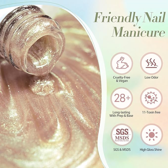 Born Pretty Cat Magnetic Eye Gel Nail Polish Shimmer Glitter Holographic Auroas Magnetic Gel Spring Summer Pink Green Blue Translucent Gel Polish Set Manicure Nail Art DIY at Home-Velvo Beauty