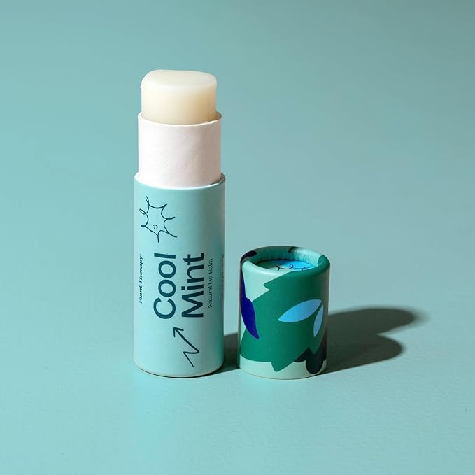 Plant Therapy Cool Mint Natural Lip Balm 0.3 oz (8.5 g) Simple, Natural Ingredients & Packaged in Eco-Friendly Recyclable Cardboard-Velvo Beauty