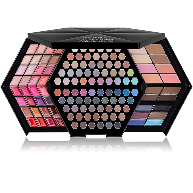 SHANY Haute Honey Makeup Set - All-in-One Makeup Kit with 80 Eyeshadows, 32 Lip Colors, 6 Gel Eyeliners, 4 Face Powders, 4 Blushes, and 4 Eyebrow Powders-Velvo Beauty