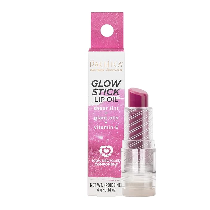 Pacifica Beauty Glow Stick Lip Oil, Sheer Hint of Color, Lip Tint, Moisturize, Nourish, Hydrating, Glossy, Vitamin E, Tinted Lip Balm, Soft Lips, Vegan, Sunrise, 0.14 oz (1 Count)-Velvo Beauty