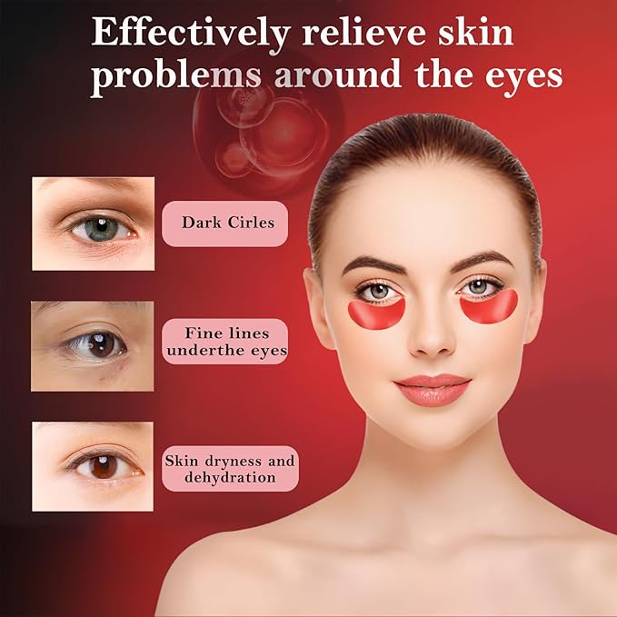 Under Eye Mask - 60 PCS Pomegranate Under Eye Patches for Puffy Eyes, Dark Circles, Eye Bag, Fine Lines and Wrinkles, Reduce Puffiness and Brightening Eye Patch, Eye Gel Pads, Eye Jelly Mask-Velvo Beauty