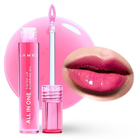 All-in-One Lip Oil - Lightweight, No-Sticky, Tinted, Plumping, Hydrating Lip Gloss - Lip Balm for Day & Night Use, Long-Lasting Lip Stain, Lip Glow Oil, Lip Plumper Tint - Pink Sparkle №402-Velvo Beauty