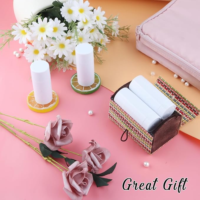 12 Pieces 15g White Plastic Deodorant Containers,Empty 1/2 oz Travel Lip Balm Tubes,Refillable Twist-UP Solid Perfume Tubes,Lipstick Tubes for DIY-Velvo Beauty