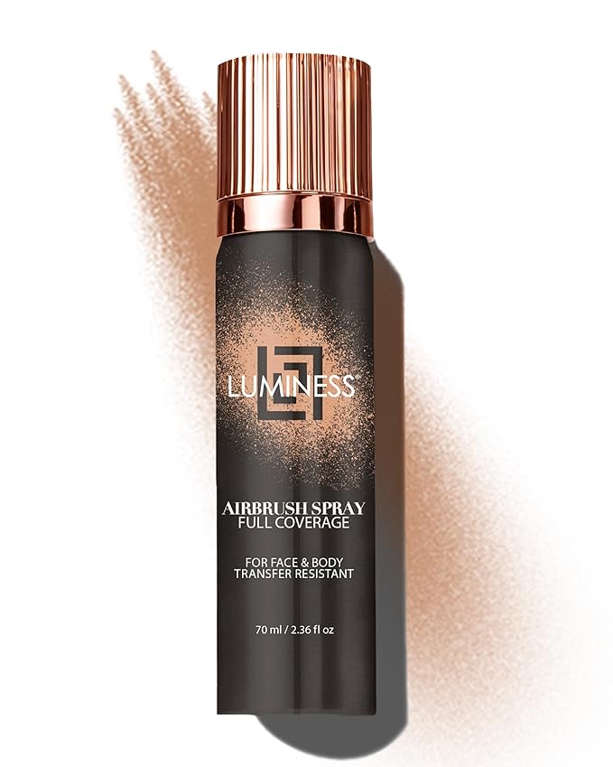 LUMINESS Spray Airbrush Foundation Makeup, Light Tan Shade 090 - Lightweight, Full Coverage Foundation for Face, Neck, & Body - Concealer for Seamless Blending, Natural-Looking Finish, 2.36 fl oz-Velvo Beauty