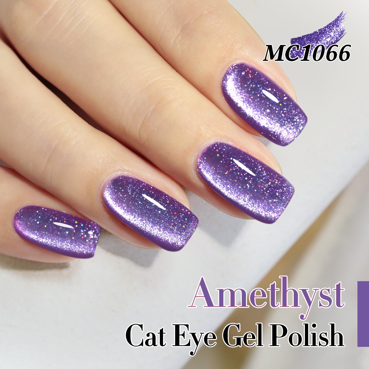 Double Rhythm Cat Eye Gel Polish with Magnet 15ML Jelly Glass Holographic Glitter Shimmer Translucent Sheer Color Magnetic Gel Polish Salon DIY at Home (Dark Purple-MC1066)-Velvo Beauty