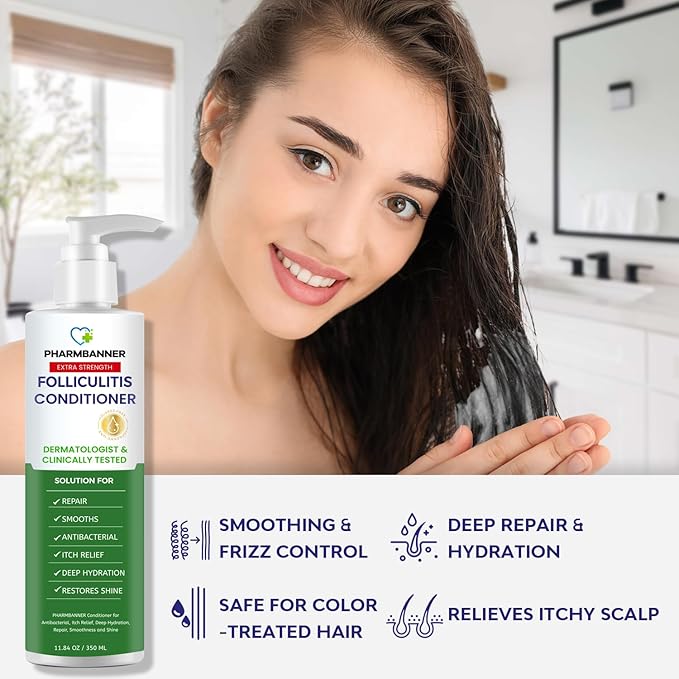 Folliculitis Itch Relief Conditioner: Tea Tree Oil & Moroccan Argan Oil - Deep Hydration & Repair - Nourishes, Smooths, Restores Shine - Safe for Dry or Damaged Hair-11.84 oz-Velvo Beauty