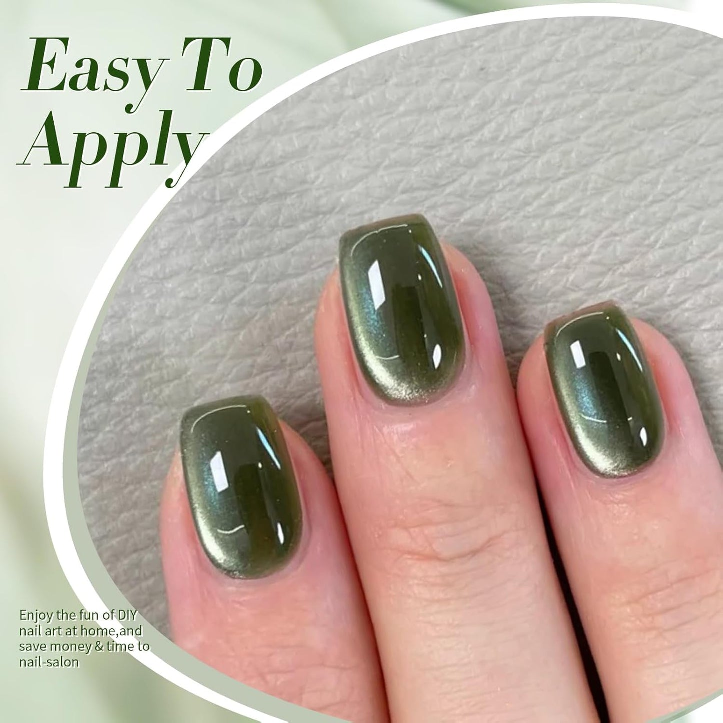 BORN PRETTY Cat Magnetic Eye Gel Nail Polish,Dark Emerald Jelly Glass Magnetic Gel Polish,Green Glitter Soak Off Nail Art Salon Manicure Home Gift 15ml-Velvo Beauty