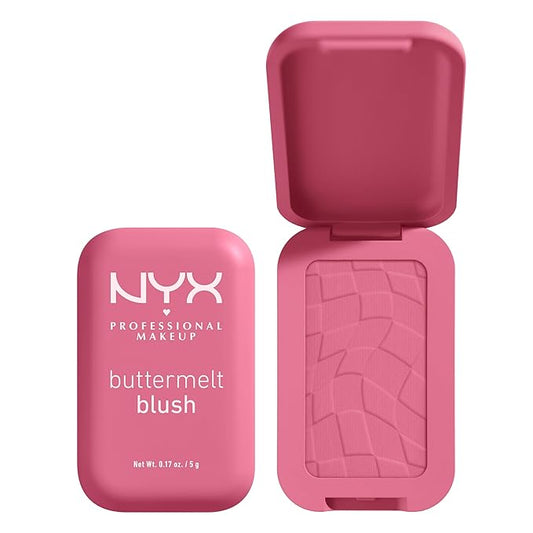 NYX PROFESSIONAL MAKEUP Buttermelt Powder Blush, Fade and Transfer-Resistant Blush, Up to 12HR Make Up Wear, Vegan Formula - For The Butta-Velvo Beauty