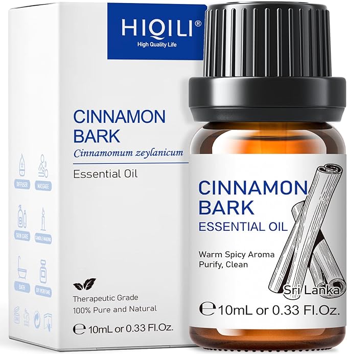 HIQILI 0.33 Fl Oz Cinnamon Essential Oil for Spary, Diffuser, Garden and Kitchen - 100% Pure Natural - Indoor and Outdoor, 10 ML-Velvo Beauty
