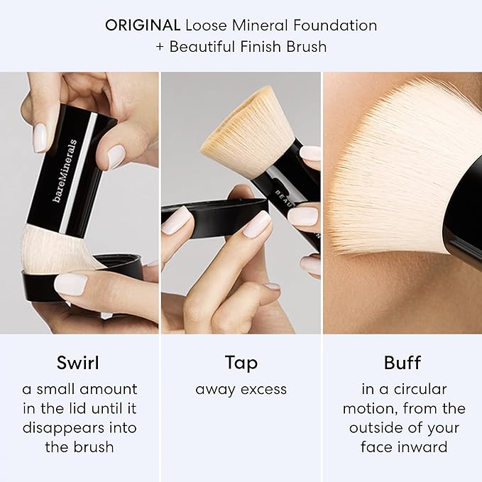 bareMinerals Original Get Started Kit, 4 Piece Mini Mineral Makeup Includes Original Loose Foundation, Face Primer, Setting Powder, Brush, Travel Sizes, Must-Have Kit, Vegan-Velvo Beauty