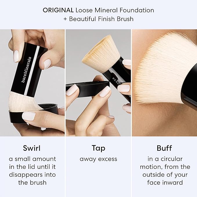 bareMinerals Original Get Started Kit, 4 Piece Mini Mineral Makeup Includes Original Loose Foundation, Face Primer, Setting Powder, Brush, Travel Sizes, Must-Have Kit, Vegan-Velvo Beauty