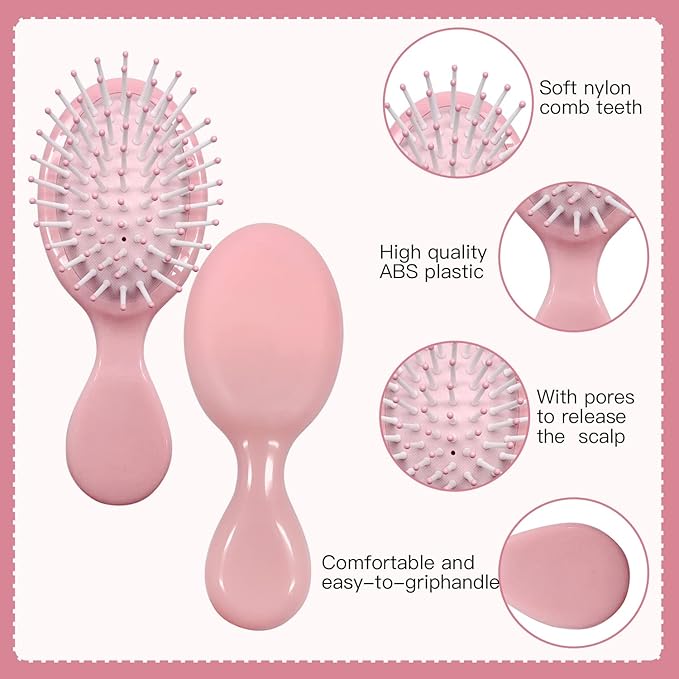 6 Pieces Mini Wet Hair Brush, Travel Detangling Brush, for Most Hair Types, with Ease Knots Without Tears or Breakage, Multicolor-Velvo Beauty