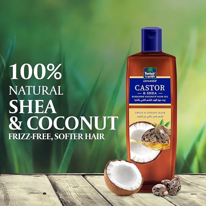 Parachute Advansed Castor & Shea Hair Oil with Coconut| Castor Hair Oil| 10x Stronger Hair| For Thick, Soft & Nourished Hair| 10.1 Fl.oz.-Velvo Beauty