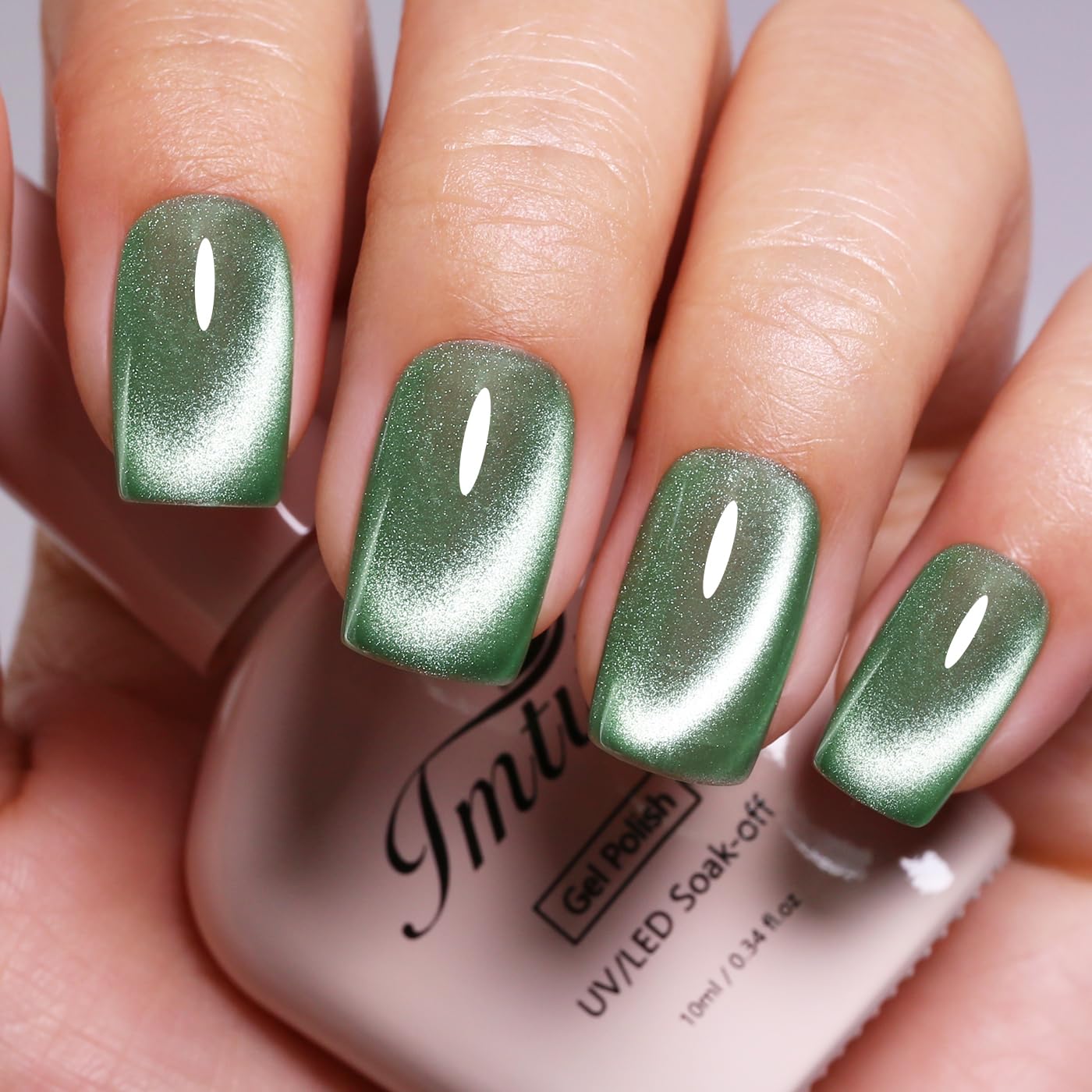 Imtiti Cat Eye Gel Nail Polish, Spring Green Holographic Magnetic Crystal Nail Gel Polish With Magnet Glittery Galaxy Spring Summer Kit Soak Off UV Led 10ML-Velvo Beauty