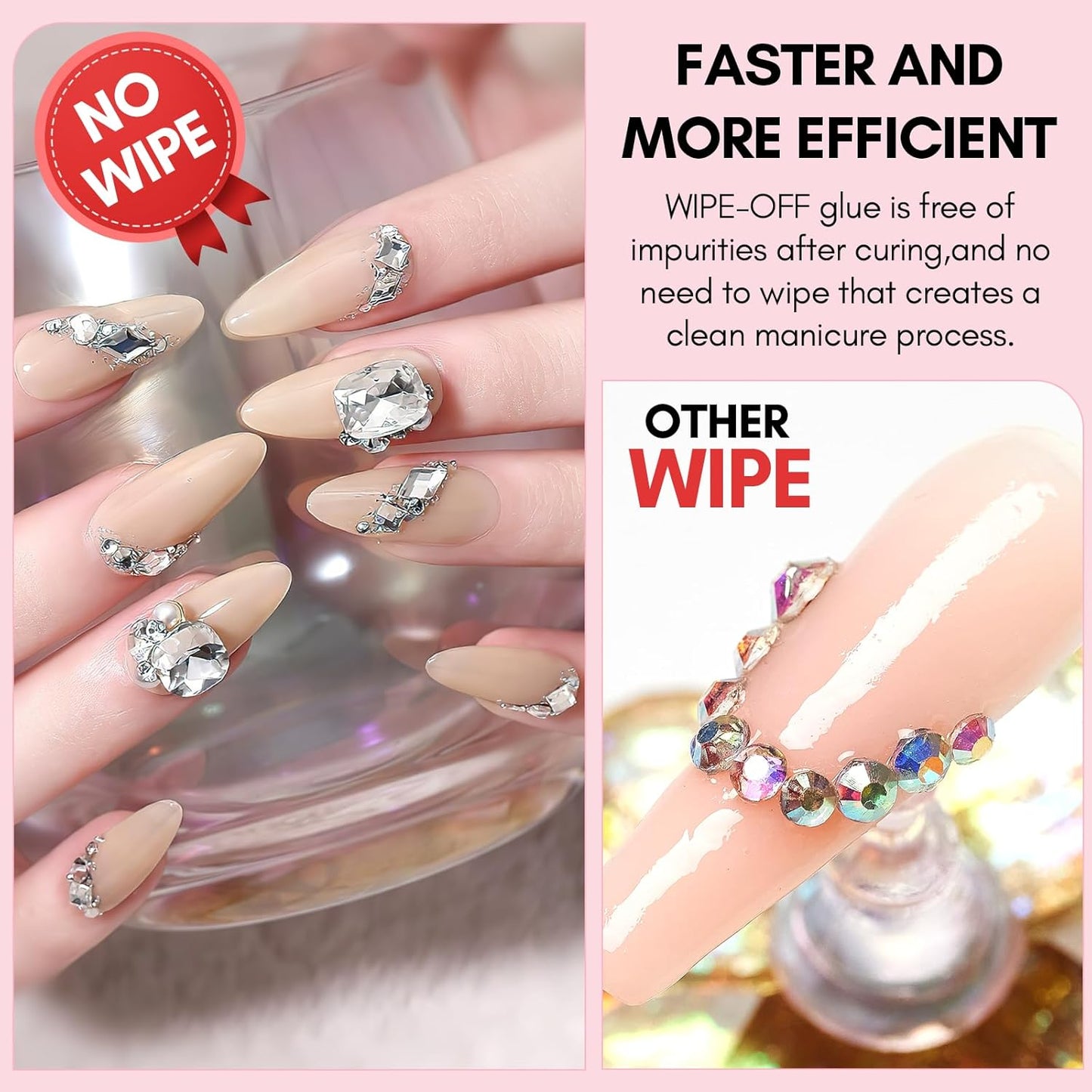 Makartt No Wipe Rhinestone Glue for Nails, 30G Super Strong Nail Charm Glue Bling Gel for 3D Decorations Nail Art Gems Jewelry Diamond for Nail Techs Supplies Beginners, Nail Lamp Required-Velvo Beauty