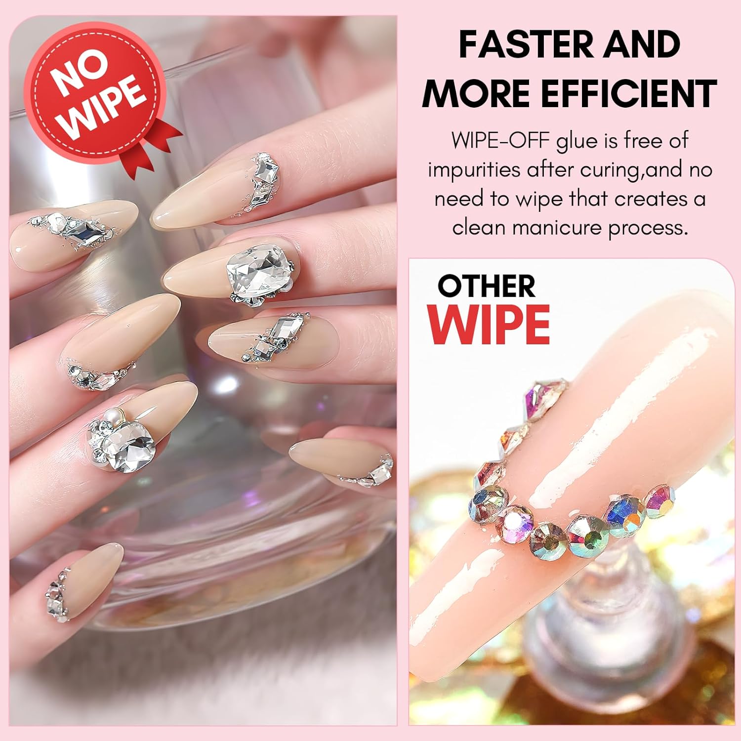 Makartt No Wipe Rhinestone Glue for Nails, 30G Super Strong Nail Charm Glue Bling Gel for 3D Decorations Nail Art Gems Jewelry Diamond for Nail Techs Supplies Beginners, Nail Lamp Required-Velvo Beauty