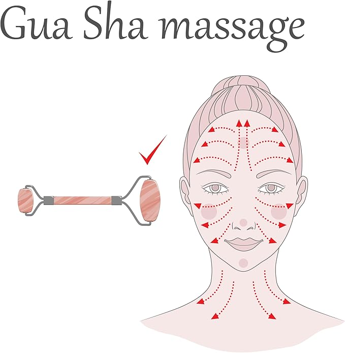 Yobee Face Roller Massager, Rose Quartz, Gua Sha Anti Aging Wrinkles Puffiness Acupressure Facial Skin Care Gift for Women-Velvo Beauty