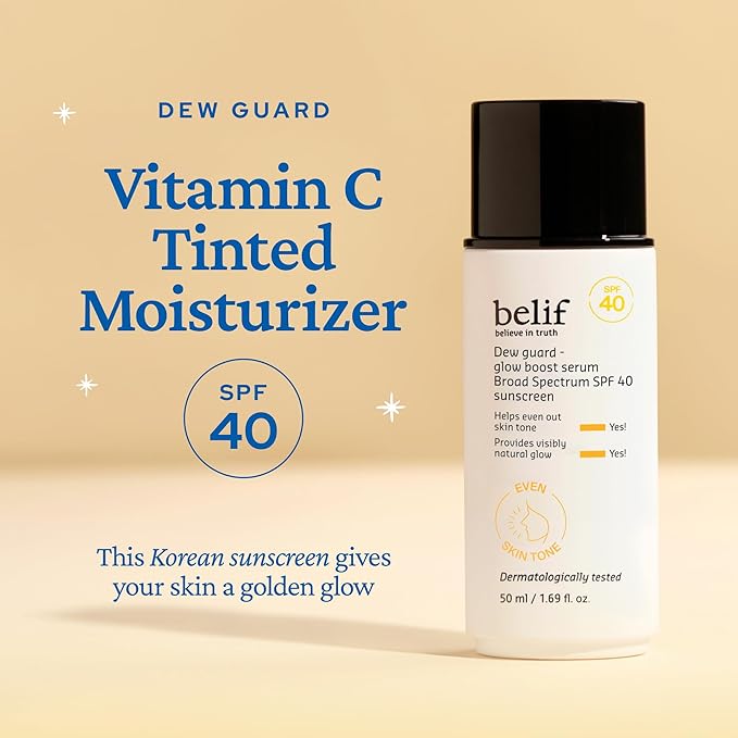 belif Dew Guard Vitamin C Glow Tint SPF 40 - Niacinamide, Hyaluronic Acid, Glow Booster + Serum + UVA/UVB Protection, Korean Tinted Mositurizer, 1.69 fl. oz-Velvo Beauty