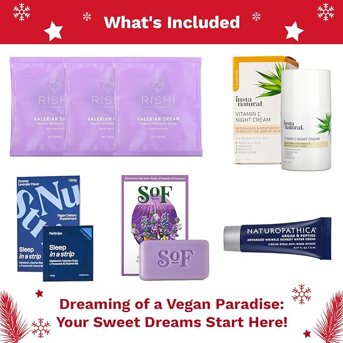 Sweet Dreams Bag - Dreambox Night Time Beauty Set Collection Kit w Night Cream, Tea and Lavander Soap - Skin Care Collection for Vegan Lovers - Great Christmas Gift for Her, Women-Velvo Beauty