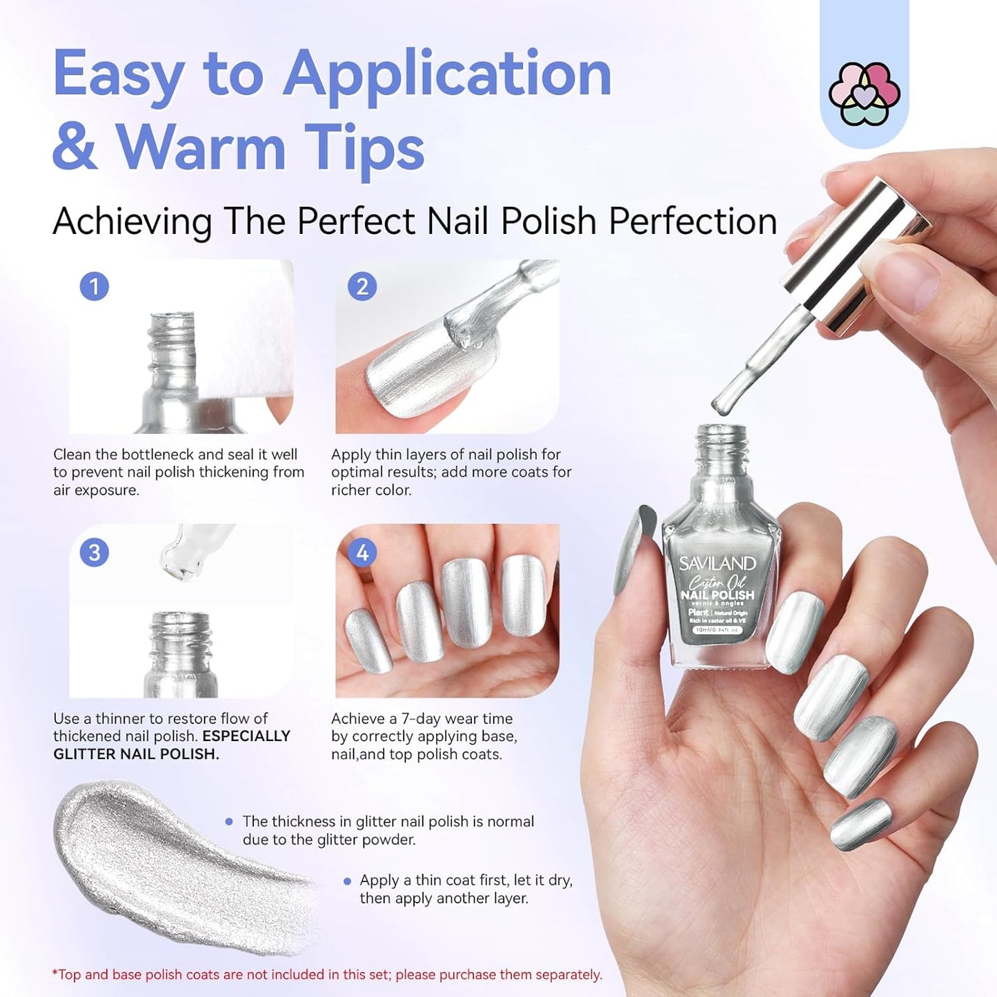 SAVILAND Silver Metallic Nail Polish: Chrome Nail Polish Air Quick Dry,10 ml Regular Fingernail Polish for Nail Art,Holographic Nail Art Polish for Finger Toe Manicure Nail Design Girls Home Salon-Velvo Beauty