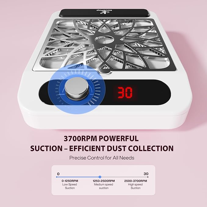 Nail Dust Collector for Nail Techs,Compact & Quiet Vacuum Fan Dust Collector with Reusable Filter, Powerful Dust Suction Machine,Nail Tech Must Haves for Gel Polish,Pedicures,Salon & Home Use-Velvo Beauty