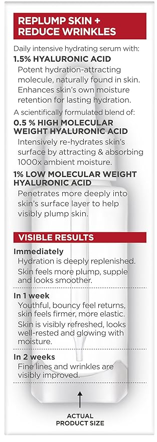 L'Oreal Paris Revitalift 1.5% Pure Hyaluronic Acid Face Serum + Triple Power Anti-Aging Face Moisturizer, 1 kit-Velvo Beauty
