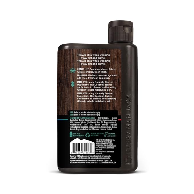 Every Man Jack Body Wash Variety Box - Includes Four Body Washes with Clean Ingredients & Incredible Scents - Round Out His Routine with Sandalwood, Cedarwood, Juniper Sage, & Sea Salt Body Washes-Velvo Beauty