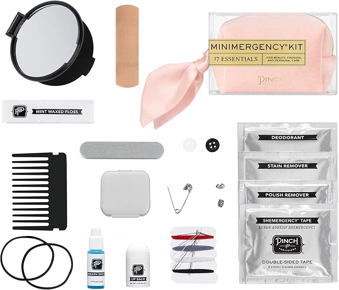 Pinch Provisions Velvet Minimergency Kit, for Her, Includes 17 Must-Have Emergency Essential Items, Compact, Multi-Functional Pouch, Gift for Parties and Birthdays-Velvo Beauty