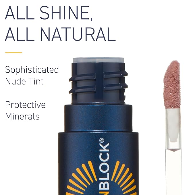 Brush On Block Sun Shine Protective Lip Oil SPF 30, Mineral Protection from UVA/UVB & Blue Light, Hydrating, Cruelty-Free, Gluten-Free, & Vegan, Fig-Velvo Beauty