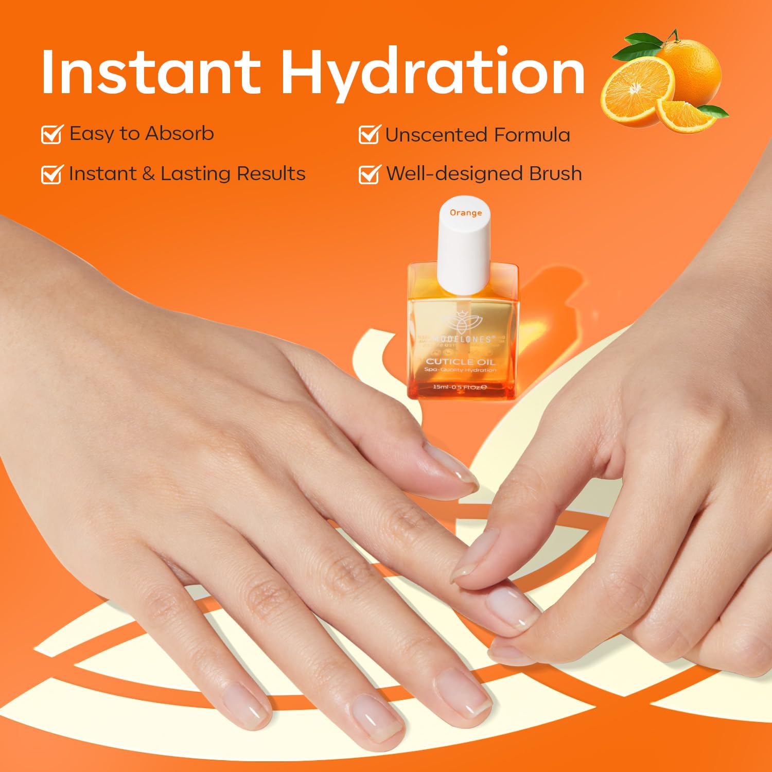 modelones Cuticle Oil for Nails Orange Nail Oil for Growth and Strength Nail Growth Oil Cuticle Care Quick Dry Nail Care Moisturize and Strengthen Damaged Nails 15ml 0.5Fl Oz-Velvo Beauty